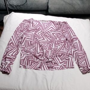 Behind The Seams Womens Geometric Patterned Long Sleeve Top